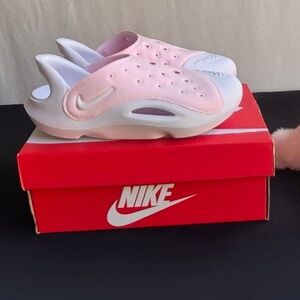 Nike Aqua Swoosh Little Kids' Sandals color Pink/White size 13C.